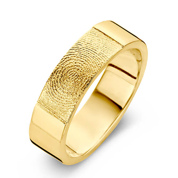 Bestattungshaus Fieber, Erinnerungsstücke, Ring mit Fingerabdruck vom Verstorbenen, Gold
